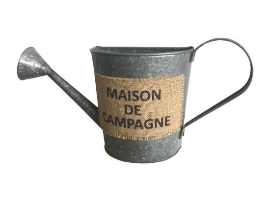 vente unique Jardinière extérieure murale porte plante arrosoir zinc gris 50cm