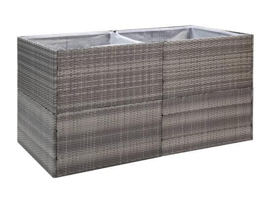 vente unique Jardinière Gris 157x80x80 cm Résine tressée