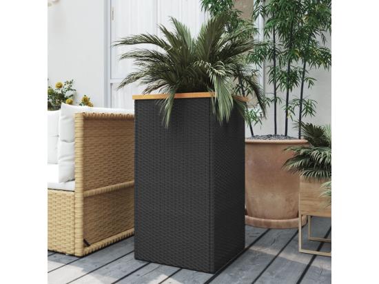 Vente Unique Jardinière Noir 40x40x80 Cm Résine Tressée