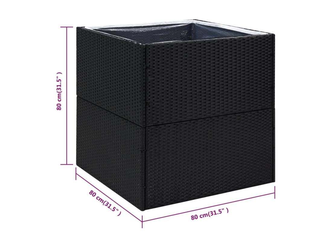 Vente Unique Jardinière Noir 80x80x80 Cm Résine Tressée