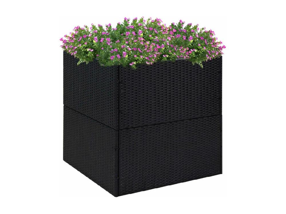 vente unique Jardinière Noir 80x80x80 cm Résine tressée