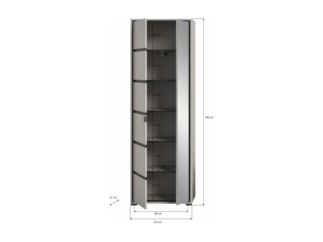 vente unique Jaru meuble à chaussures armoire 2 portes 1 barre de suspension gris noir