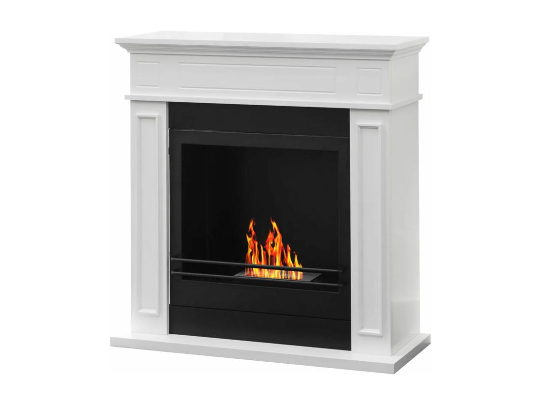 Vente Unique Jefferson - Cheminée Au Bioéthanol De Sol En Bois 89 5x28xH90 5 Cm Couleur Blanc