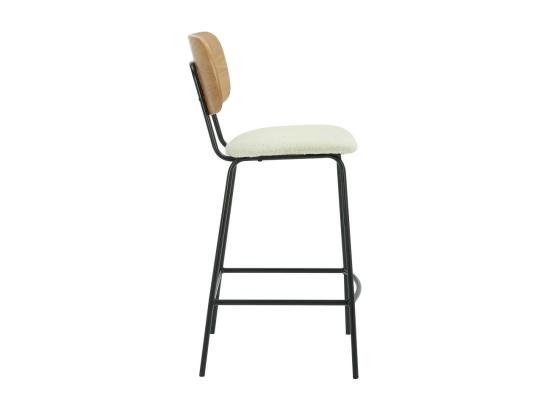 Vente Unique Jens - Lot De 2 Chaises De Bar En Bois Tissu Bouclette Et Métal H66cm - Écru