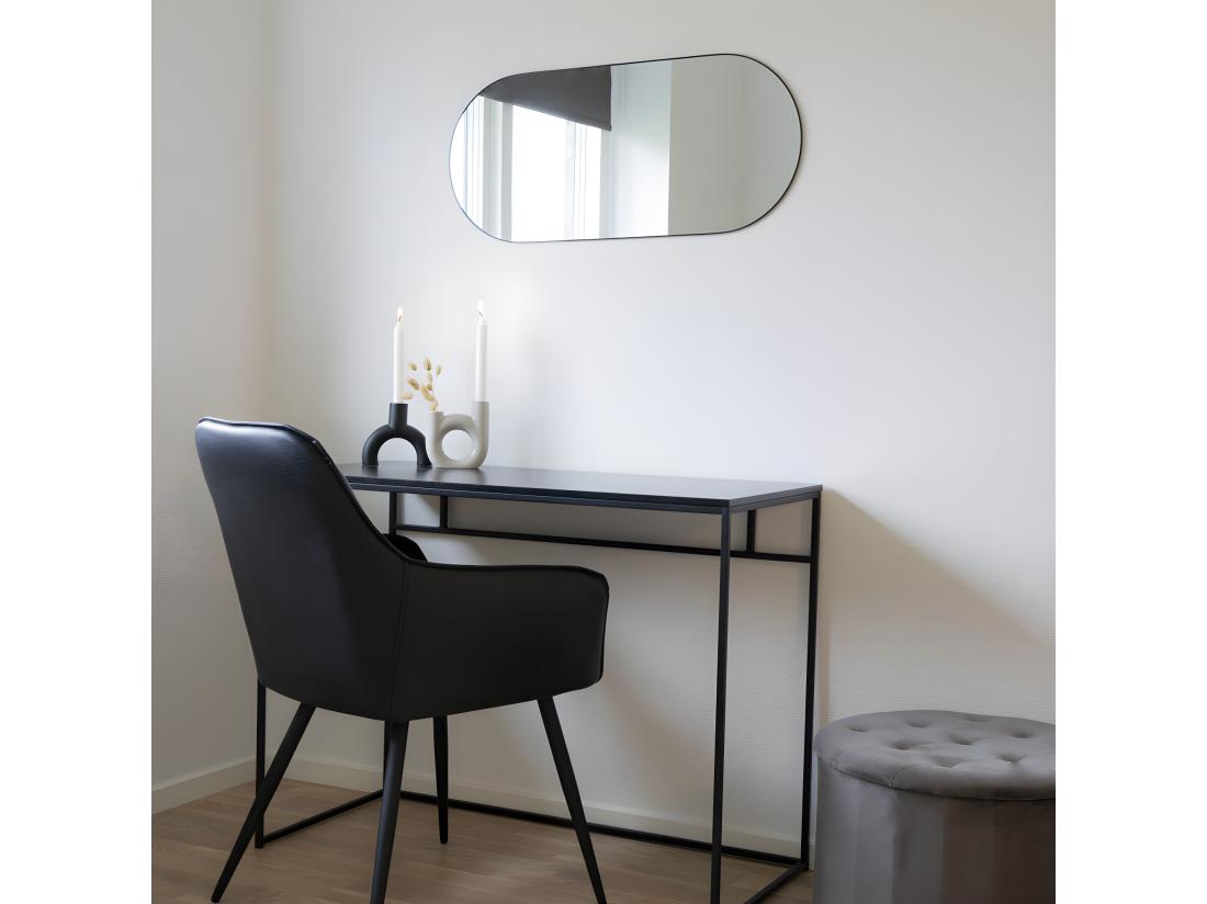 Vente Unique Jersey - Miroir Ovale En Métal 35x80cm : Couleur - Noir