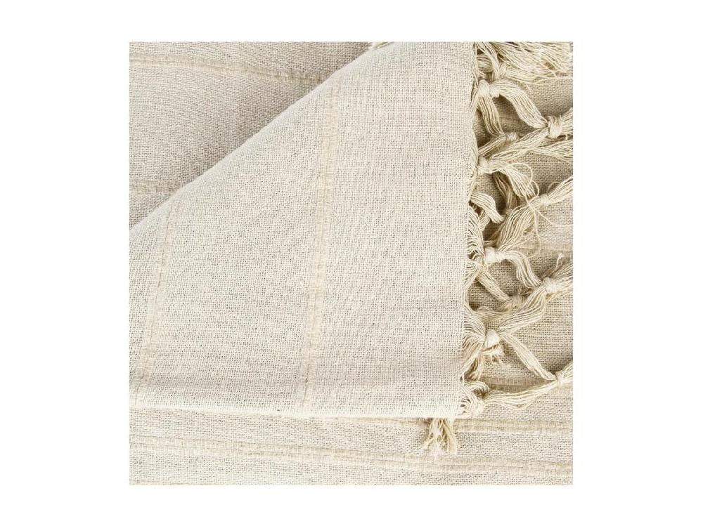 Vente Unique Jeté De Lit En Coton Beige Lin 160 X 220 Cm
