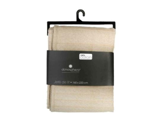 Vente Unique Jeté De Lit En Coton Beige Lin 160 X 220 Cm
