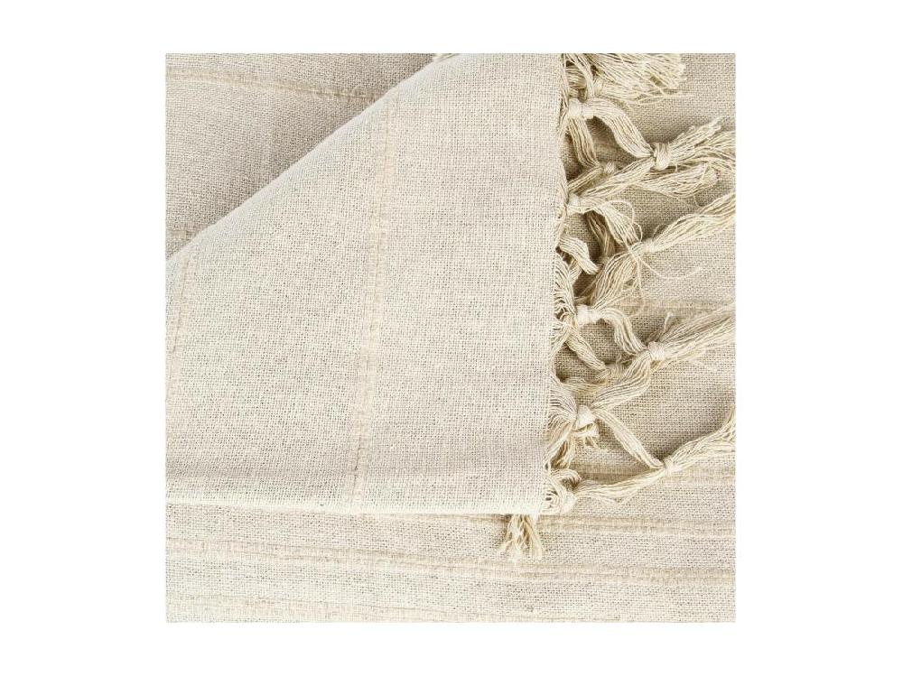 Vente Unique Jeté De Lit En Coton Beige Lin 230 X 250 Cm