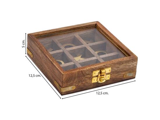 Vente Unique Jeu De 3 En Ligne Avec Boîte En Bois Marron 12 5x12 5x5h