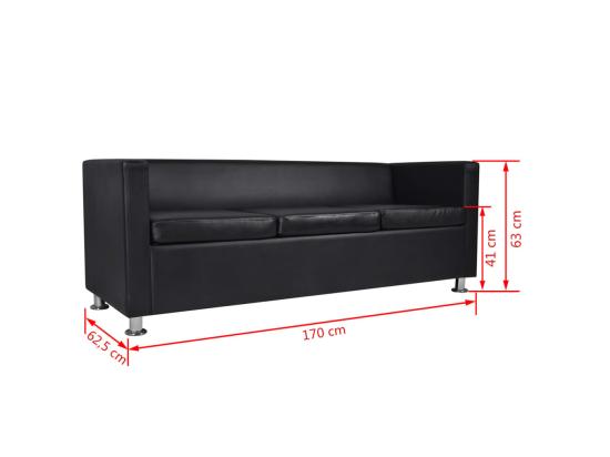 Vente Unique Jeu De Canapé à 2 Places Et à 3 Places Cuir Synthétique Noir