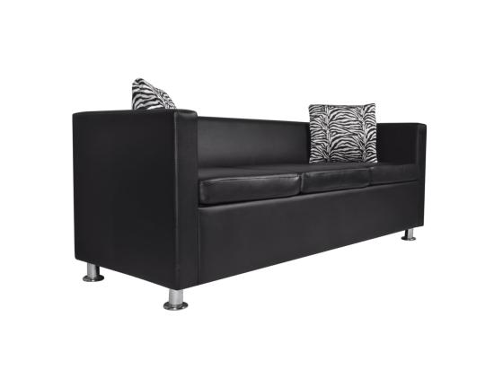 Vente Unique Jeu De Canapé à 2 Places Et à 3 Places Cuir Synthétique Noir
