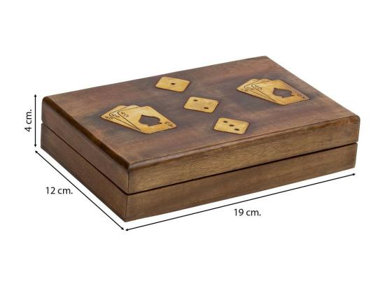 Vente Unique Jeu De Cartes Et Dés Avec Boîte En Bois 19x12x4h