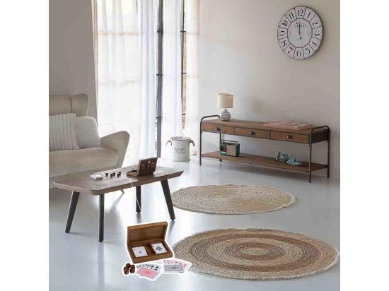 vente unique Jeu de cartes et dés avec boîte en bois 19x12x4h