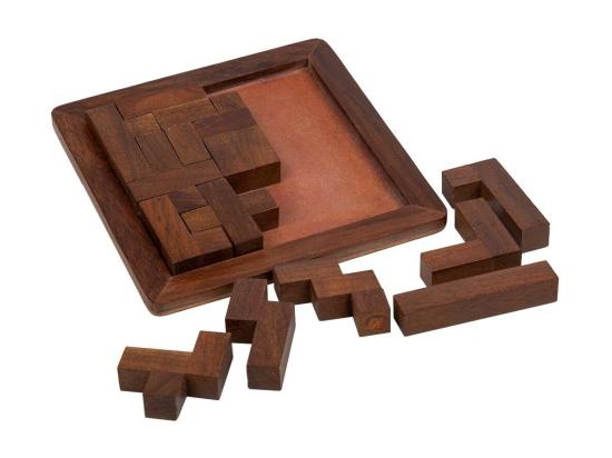 Vente Unique Jeu De Casse-tête En Zigzag En Bois Marron 16x16x03h