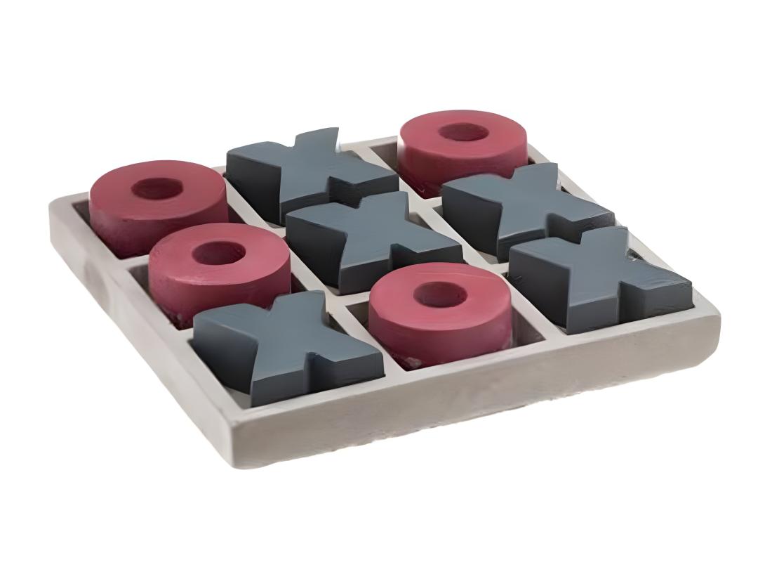 vente unique Jeu de Société en Ciment "Morpion" 15cm Gris