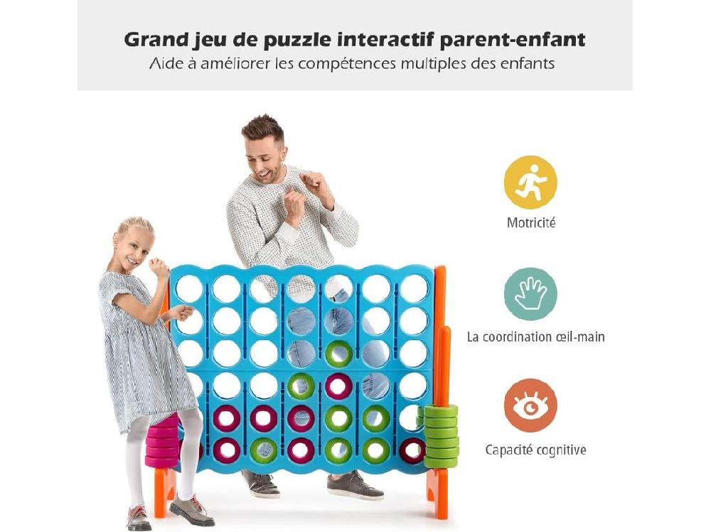 Vente Unique Jeux Puissance 4 Géant Enfants Avec 42 Jetons Jeu De Société Ludique & Éducatif Avec Porte-Anneaux Levier De Réinitialisation Utilisation Intérieur Et Extérieur
