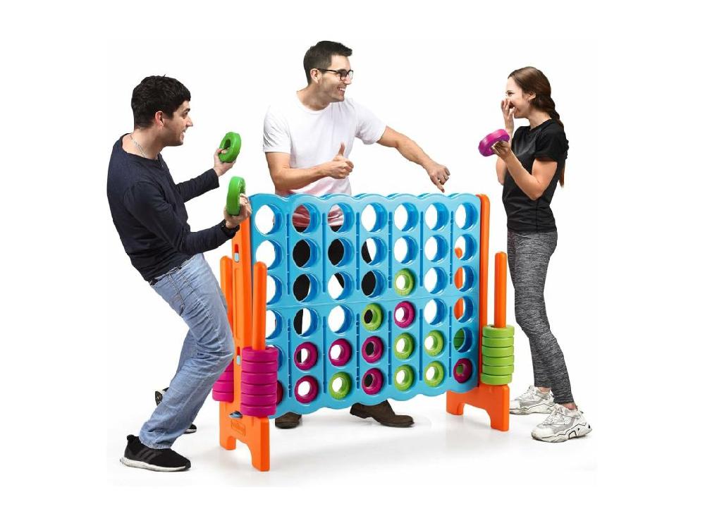 vente unique Jeux Puissance 4 Géant Enfants avec 42 Jetons Jeu de Société Ludique & Éducatif avec Porte-Anneaux Levier de Réinitialisation Utilisation Intérieur et Extérieur