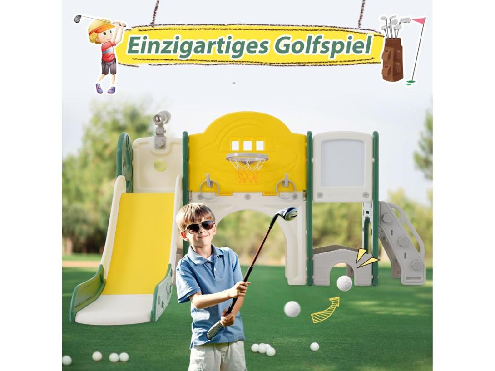 Vente Unique Jouet D'escalade Pour Enfants 10 En 1 Avec Toboggan Autoportant Escalade Jeu De Forage Gris
