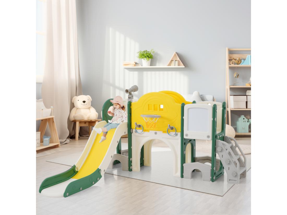 vente unique Jouet d'escalade pour enfants 10 en 1 avec toboggan autoportant escalade jeu de forage gris