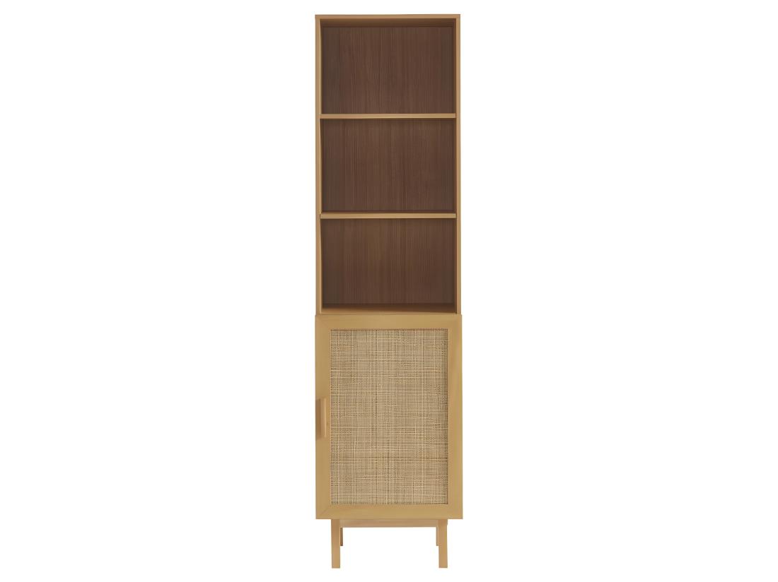 vente unique June - Colonne de rangement en bois et cannage H190cm - Bois clair