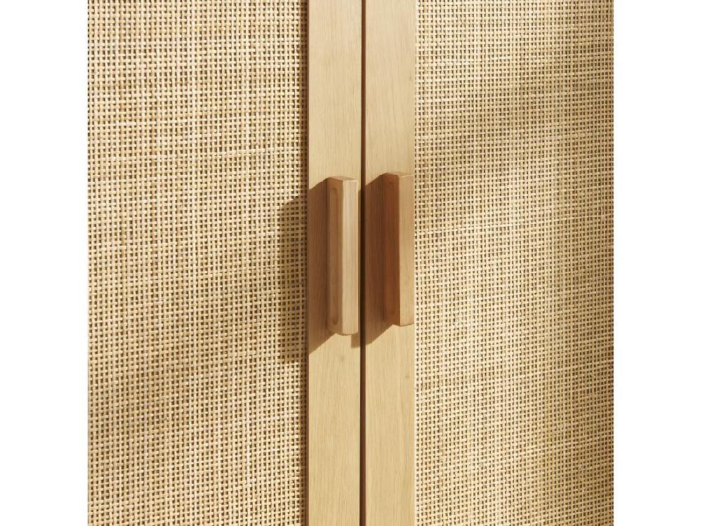 Vente Unique June - Meuble à Chaussures 2 Portes 1 Niche En Bois Et Cannage L80cm - Bois Clair