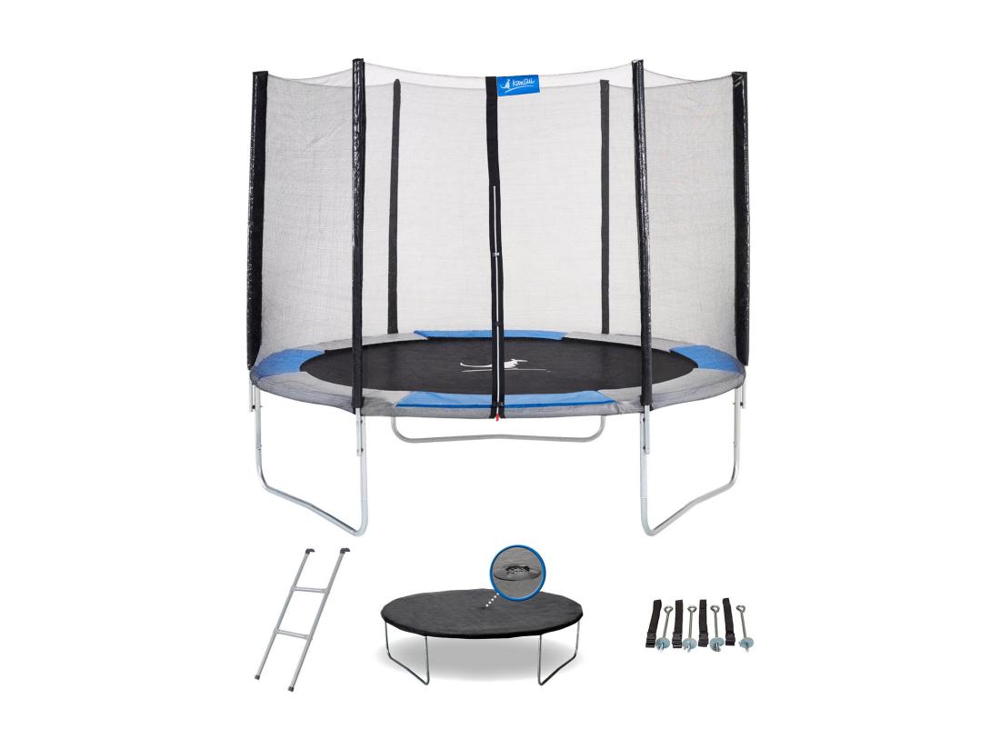 vente unique Kangui - Trampoline rond Ø300cm avec filet échelle bâche et kit d'ancrage - RALLI 300