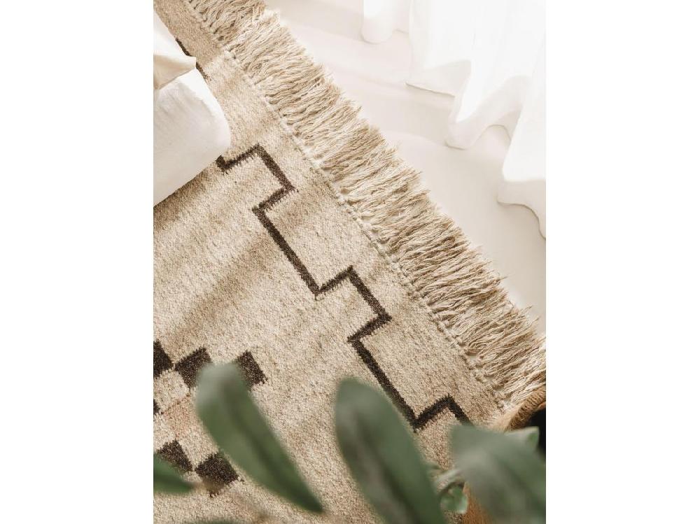 Vente Unique Kelim Tissé à La Main Mahila Taupe 200x300 Cm