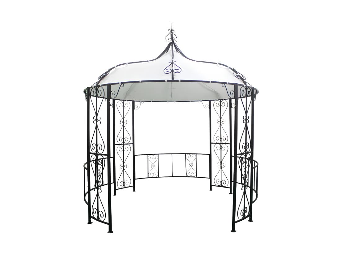 Vente Unique Kiosque De Jardin En Métal Façon Fer Forgé D300 X H305 Cm - Noir - TILCARA