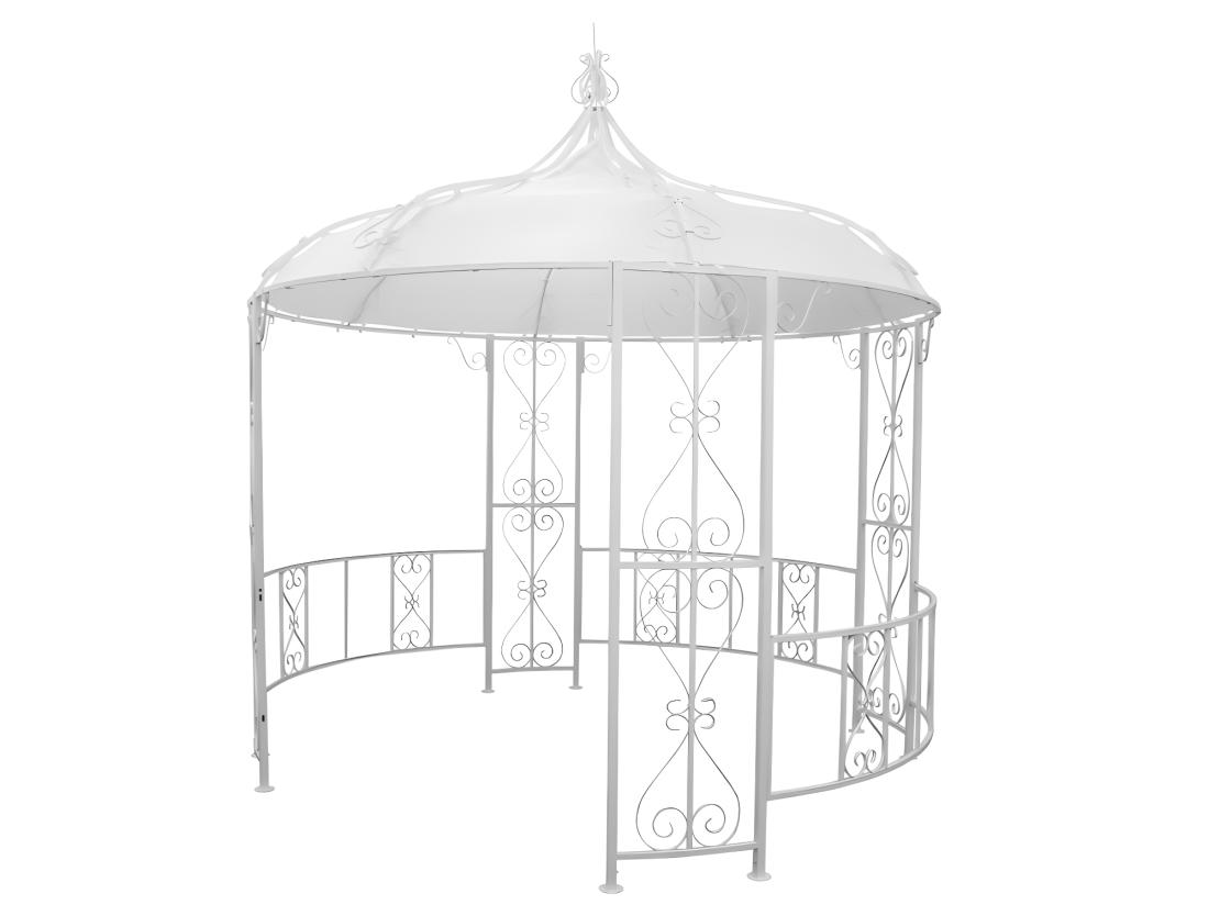 Vente Unique Kiosque De Jardin En Métal Façon Fer Forgé D300 X H305 Cm - Blanc - TILCARA