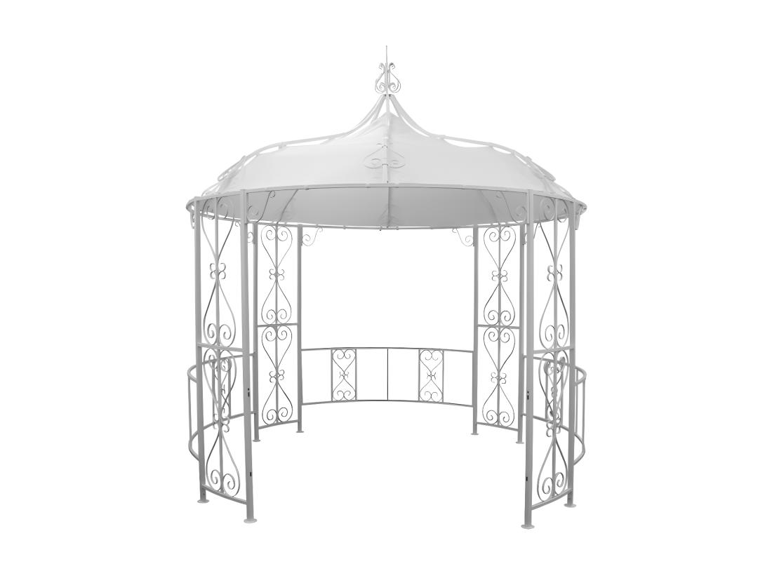 Vente Unique Kiosque De Jardin En Métal Façon Fer Forgé D300 X H305 Cm - Blanc - TILCARA