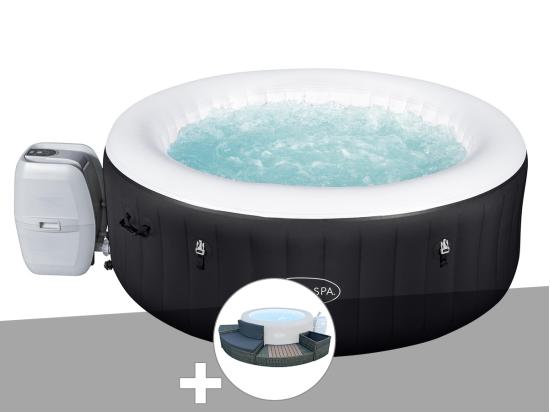 vente unique Kit spa gonflable Bestway Lay-Z-Spa Miami rond Airjet 4 places + Ensemble mobilier 4 modules