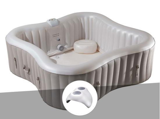 vente unique Kit spa gonflable Infinite Spa Élite Plus trèfle Bulles 4 places + Porte verre