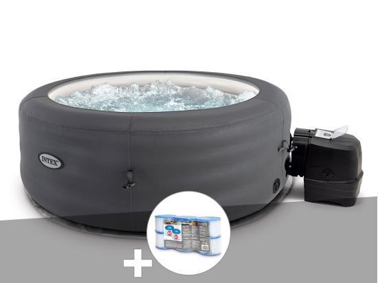 Vente Unique Kit Spa Gonflable Intex PureSpa Access Rond Bulles 4 Places + 6 Filtres