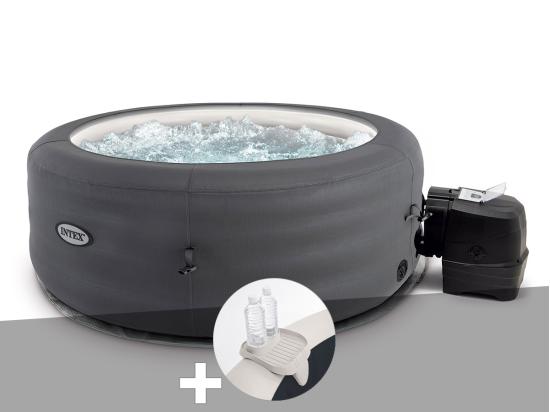 vente unique Kit spa gonflable Intex PureSpa Access rond Bulles 4 places + Porte-verre