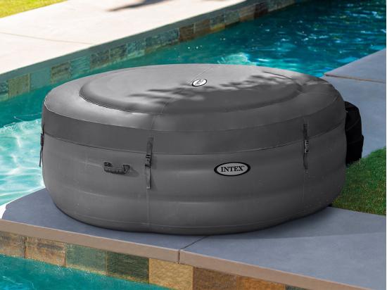 Vente Unique Kit Spa Gonflable Intex PureSpa Access Rond Bulles 4 Places + 6 Filtres + Porte-verre
