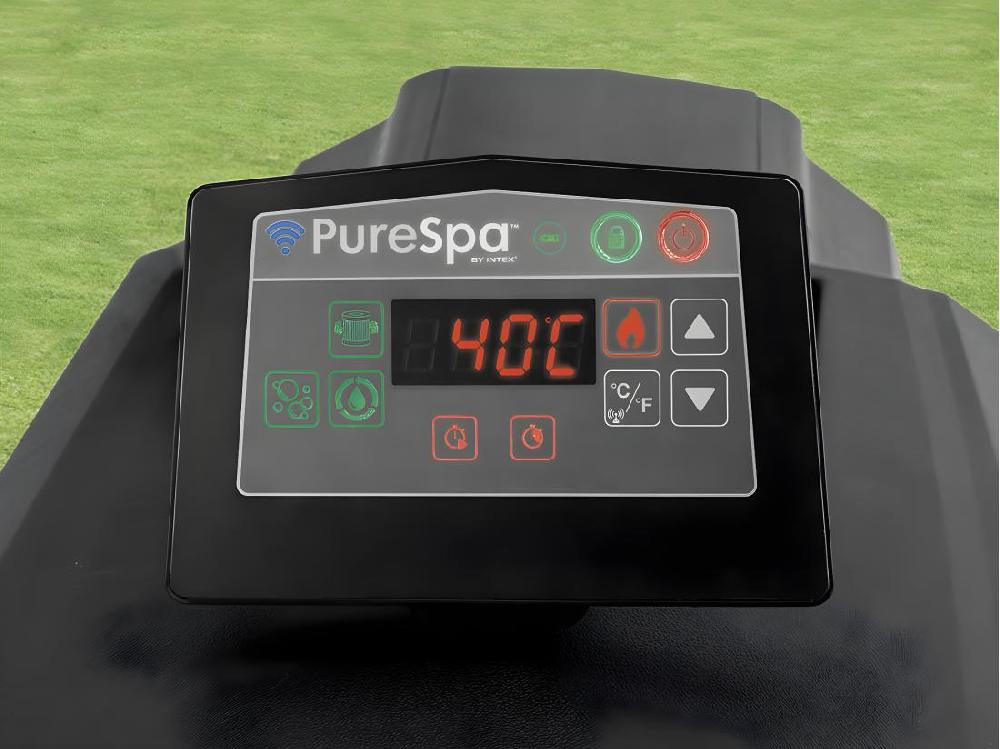 Vente Unique Kit Spa Gonflable Intex PureSpa Ardoise Carré Bulles 6 Places + Kit D'entretien + Porte-verre