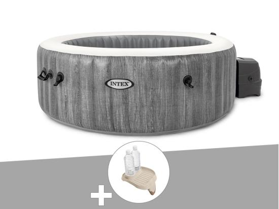 Vente Unique Kit Spa Gonflable Intex PureSpa Baltik Rond Bulles 4 Places + Porte-verre