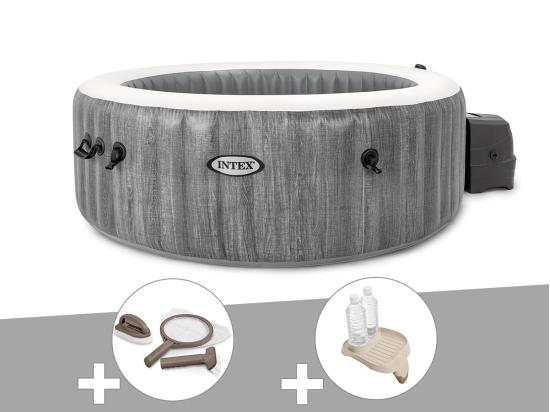 Vente Unique Kit Spa Gonflable Intex PureSpa Baltik Rond Bulles 6 Places + Kit D'entretien + Porte-verre