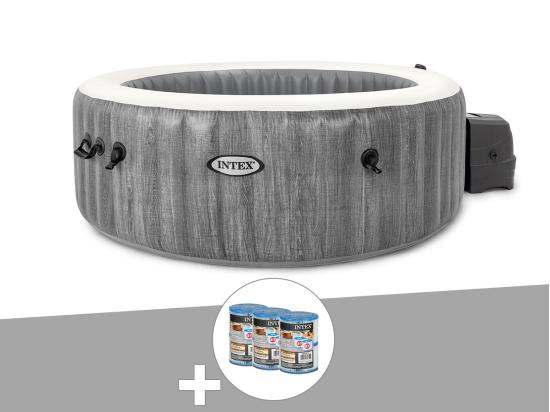 vente unique Kit spa gonflable Intex PureSpa Baltik rond Bulles 4 places + 6 filtres
