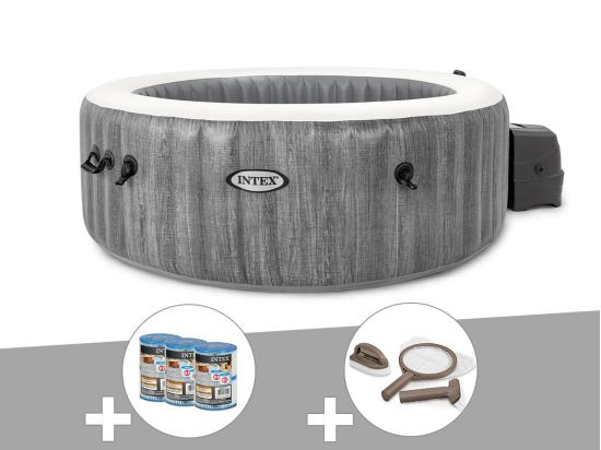 Vente Unique Kit Spa Gonflable Intex PureSpa Baltik Rond Bulles 6 Places + 6 Filtres + Kit D'entretien