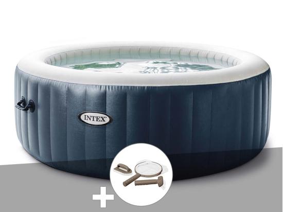Vente Unique Kit Spa Gonflable Intex PureSpa Blue Navy Rond Bulles 6 Places + Kit D'entretien