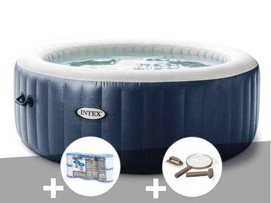 Vente Unique Kit Spa Gonflable Intex PureSpa Blue Navy Rond Bulles 6 Places + 6 Filtres + Kit D'entretien