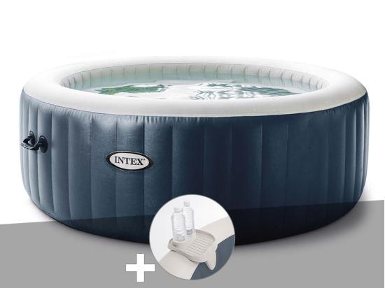 vente unique Kit spa gonflable Intex PureSpa Blue Navy rond Bulles 6 places + Porte-verre