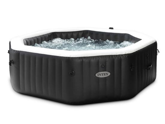 vente unique Kit spa gonflable Intex PureSpa Carbone octogonal Bulles et Jets 6 places + 12 filtres + 5 kg de sel + Kit d'entretien