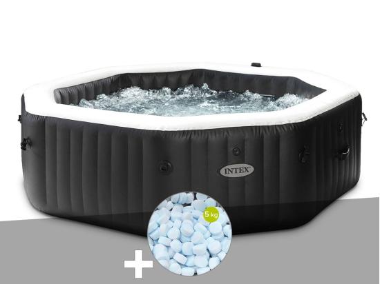 Vente Unique Kit Spa Gonflable Intex PureSpa Carbone Octogonal Bulles Et Jets 6 Places + 5 Kg De Sel