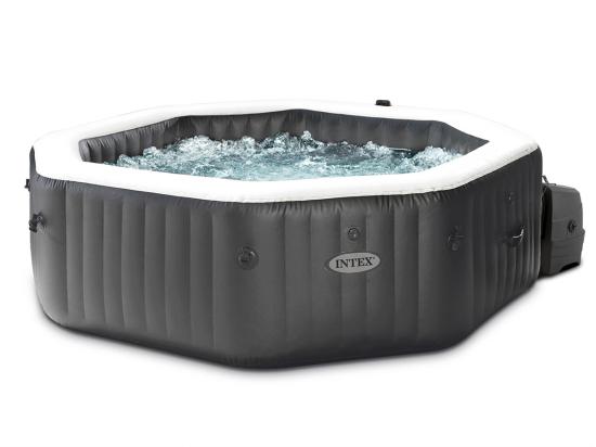 vente unique Kit spa gonflable Intex PureSpa Carbone octogonal Bulles et Jets 4 places + 12 filtres