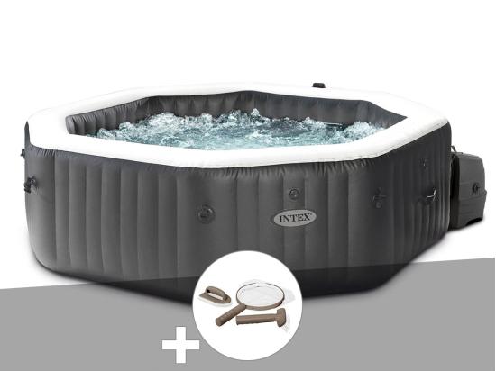 Vente Unique Kit Spa Gonflable Intex PureSpa Carbone Octogonal Bulles Et Jets 4 Places + Kit D'entretien