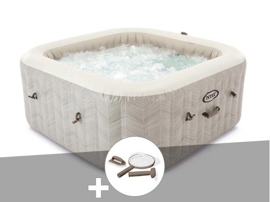 Vente Unique Kit Spa Gonflable Intex PureSpa Chevron Carré Bulles 4 Places + Kit D'entretien