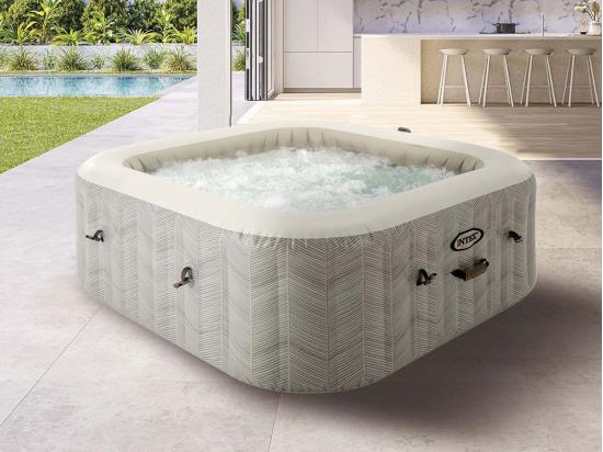 vente unique Kit spa gonflable Intex PureSpa Chevron carré Bulles 4 places + 6 filtres