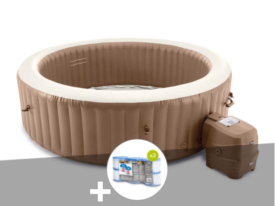 Vente Unique Kit Spa Gonflable Intex PureSpa Sahara Rond Bulles 8 Places + 12 Filtres